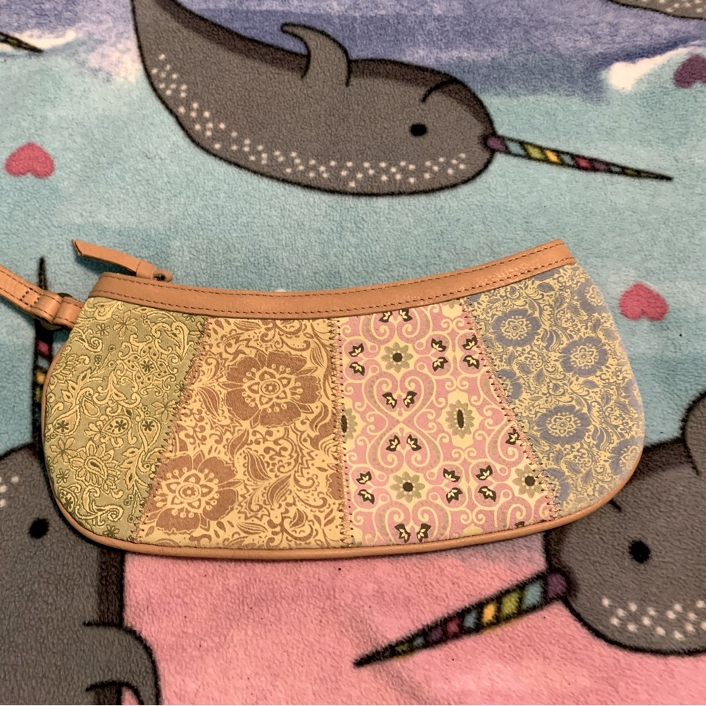 Fossil Siena Printed Leather Vintage Wristlet Clutch NWT